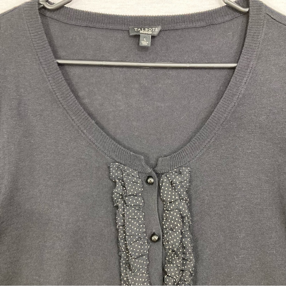 Talbots Black Silk Blend Button Cardigan Size Large - Picture 3 of 9